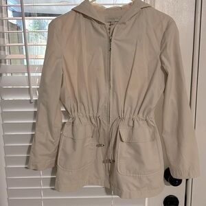 SIZE PETITE - HOODED TALBOTS CINCHED WASTE JACKET